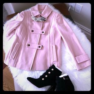 Pale Pink Wool and Cashmere Peacoat